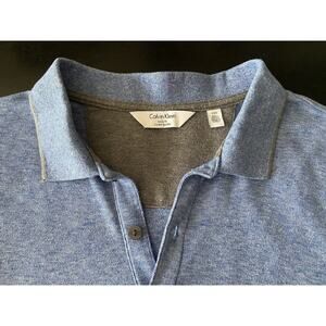 CALVIN KLEIN Body Fit Polo Blue w/Gray Trim Mens sz L